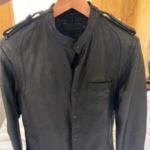 All Saints Black Perforated Shirt Jacket